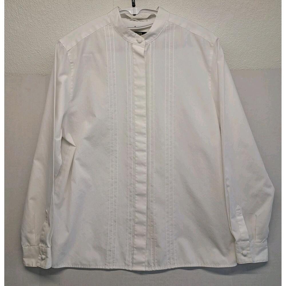 Vintage Orvis Women’s 10 Blouse Cotton Blend Long Sleeve Button Up White
